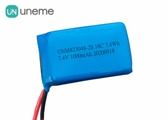 1000mAh 2S 7.4V hohe Ionenpolymer-Batterie 823048 des Entladungs-Lithium-Batterie/18C für erwachsene Spielwaren